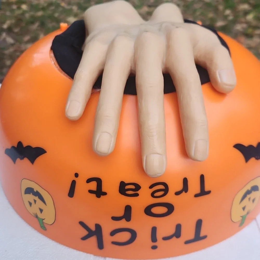 Vintage, Nostalgic, Halloween Trick or Treat Bowl, W Hand and Glove To Scare
